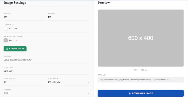 Placeholder image generator screenshot 1