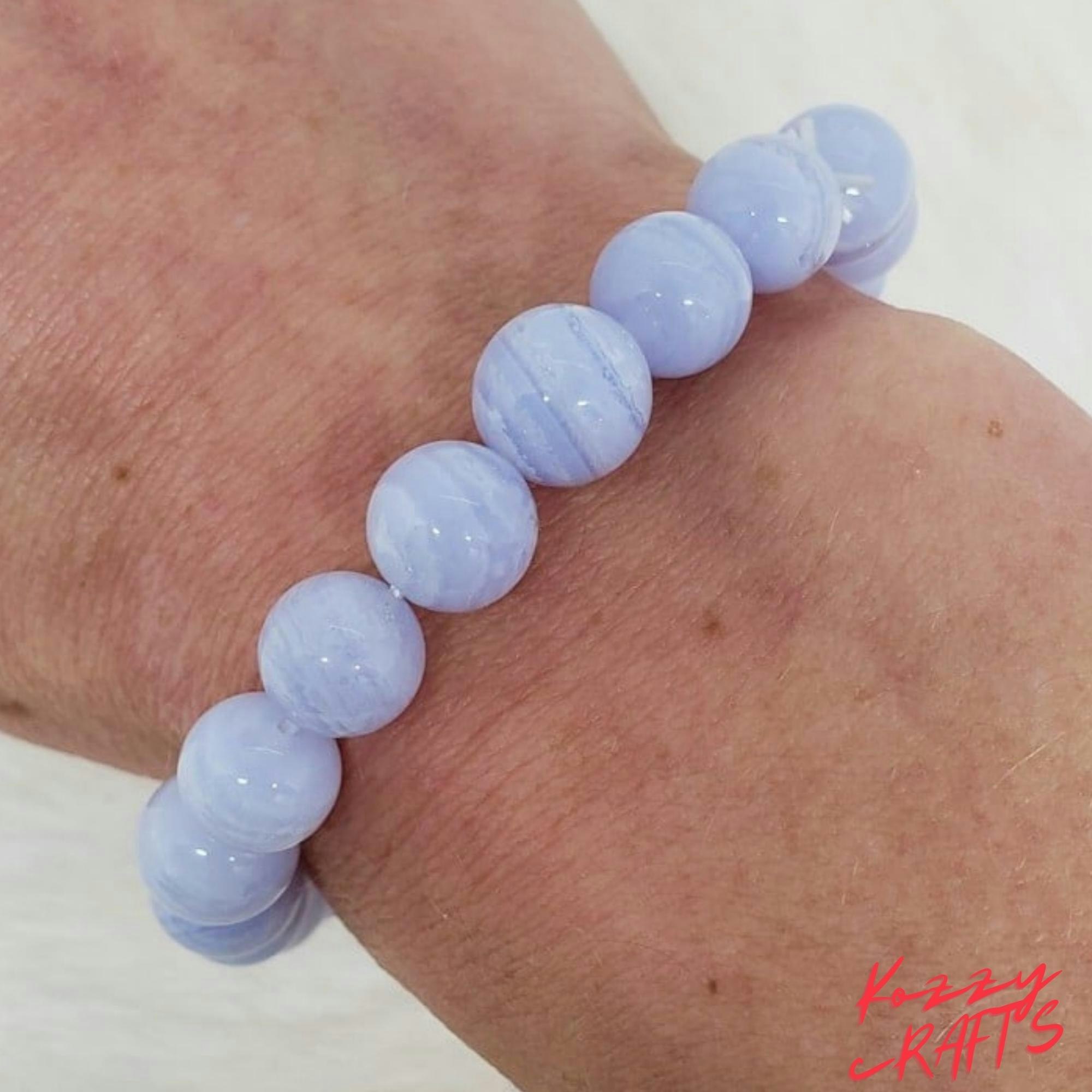Angelit Bead Reiki Heilarmband - Natural Angelit Crystal Perle Reiki Heilarmband Medien 8
