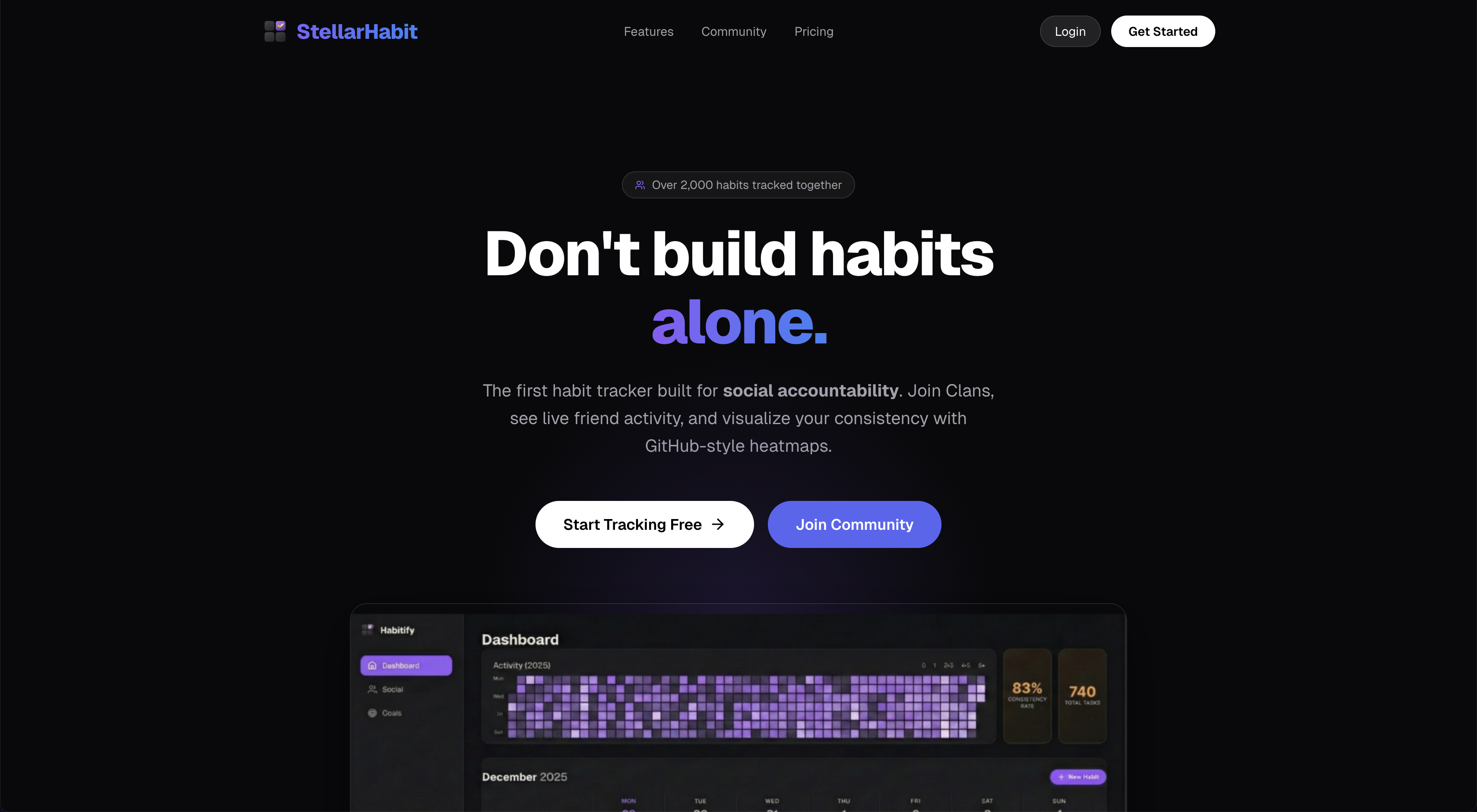StellarHabit - Main product screenshot demonstrating key features and user interface