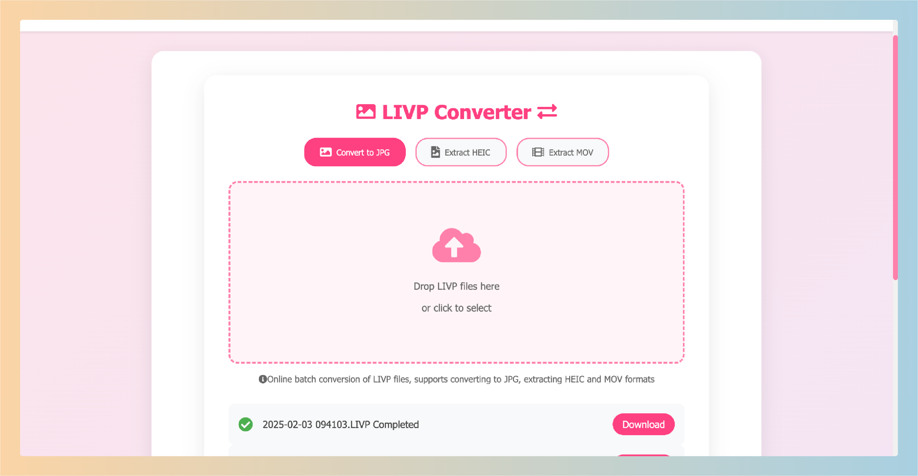 LIVP Converter -livp zu JPG - LIVP an JPG - Online -Stapel -Batch -iPhone Live -Fotos konvertieren Medien 3