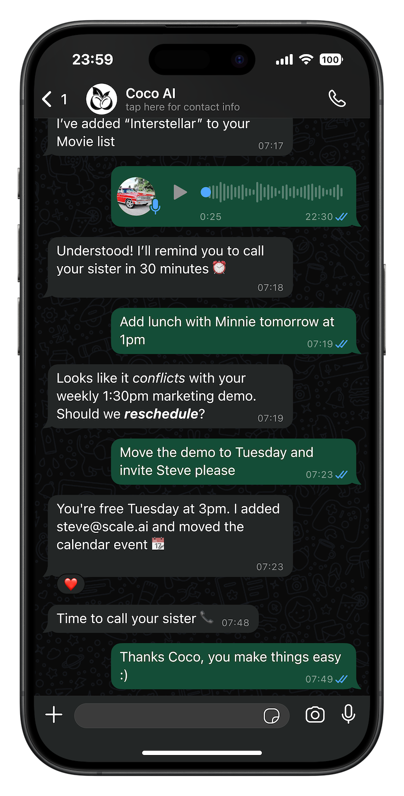 Mídia 1 de Coco ai seu assistente pessoal do WhatsApp