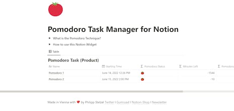 Pomodoro Task Manager for Notion gallery image