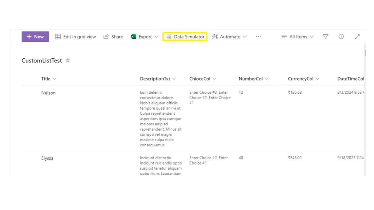 Veri Simülatörü - SharePoint Veri Testi medya 1