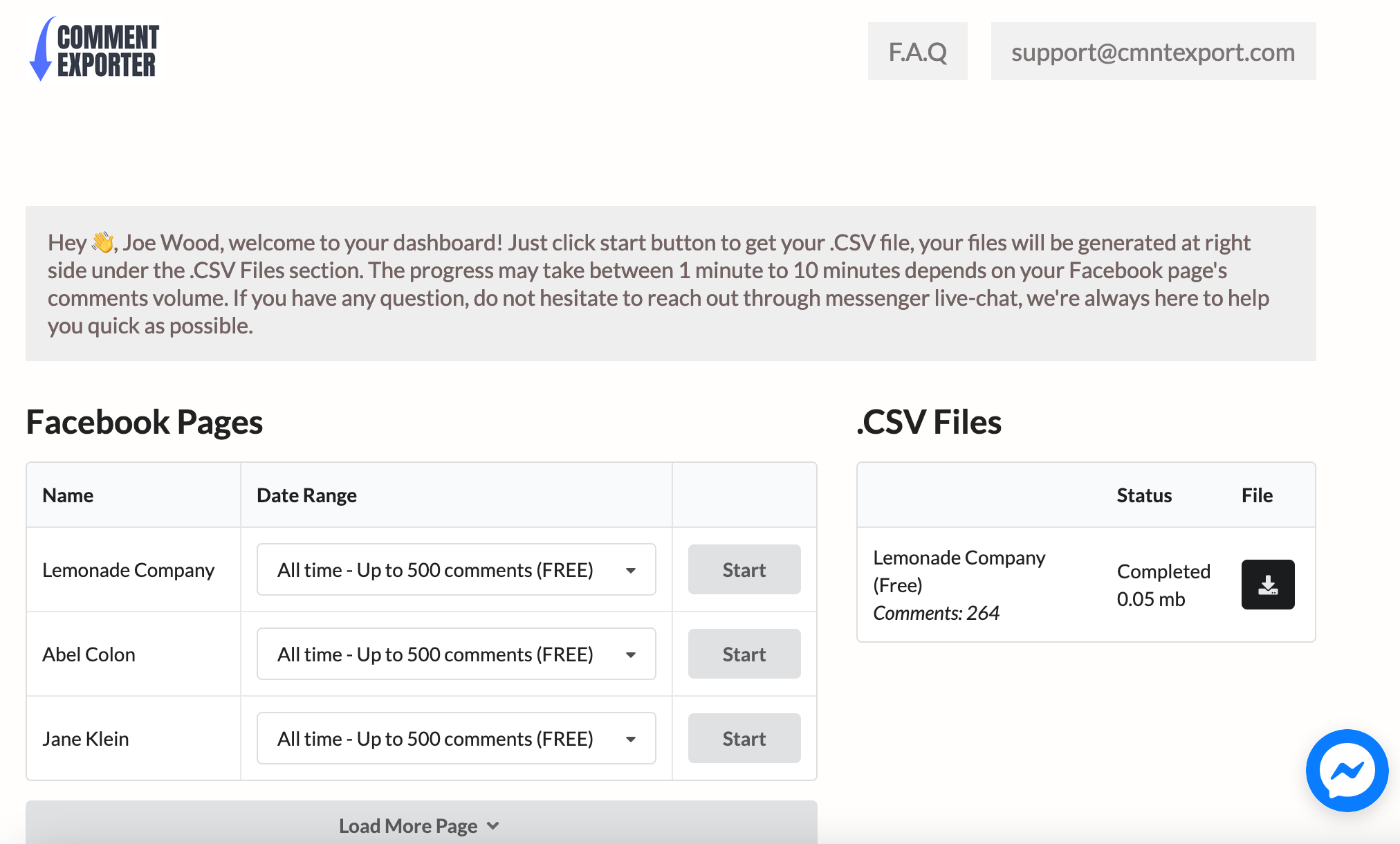 Facebook Page Comments Exporter gallery image