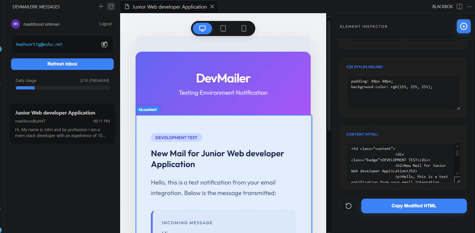 DevMailerr screenshot 1