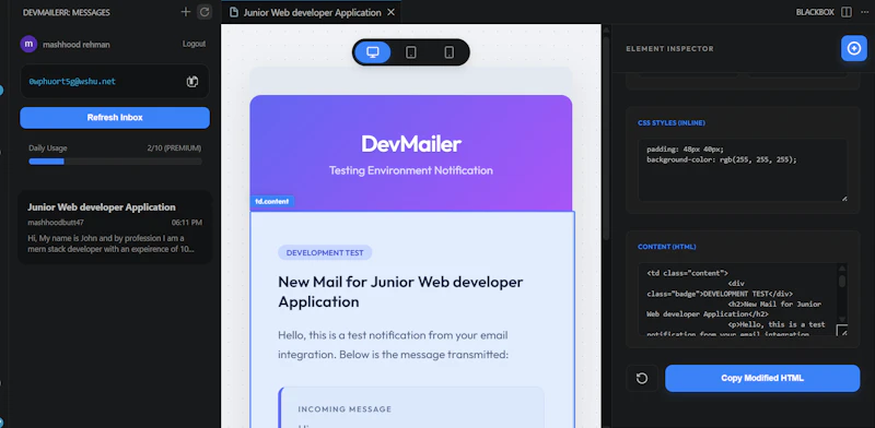 DevMailerr screenshot 1
