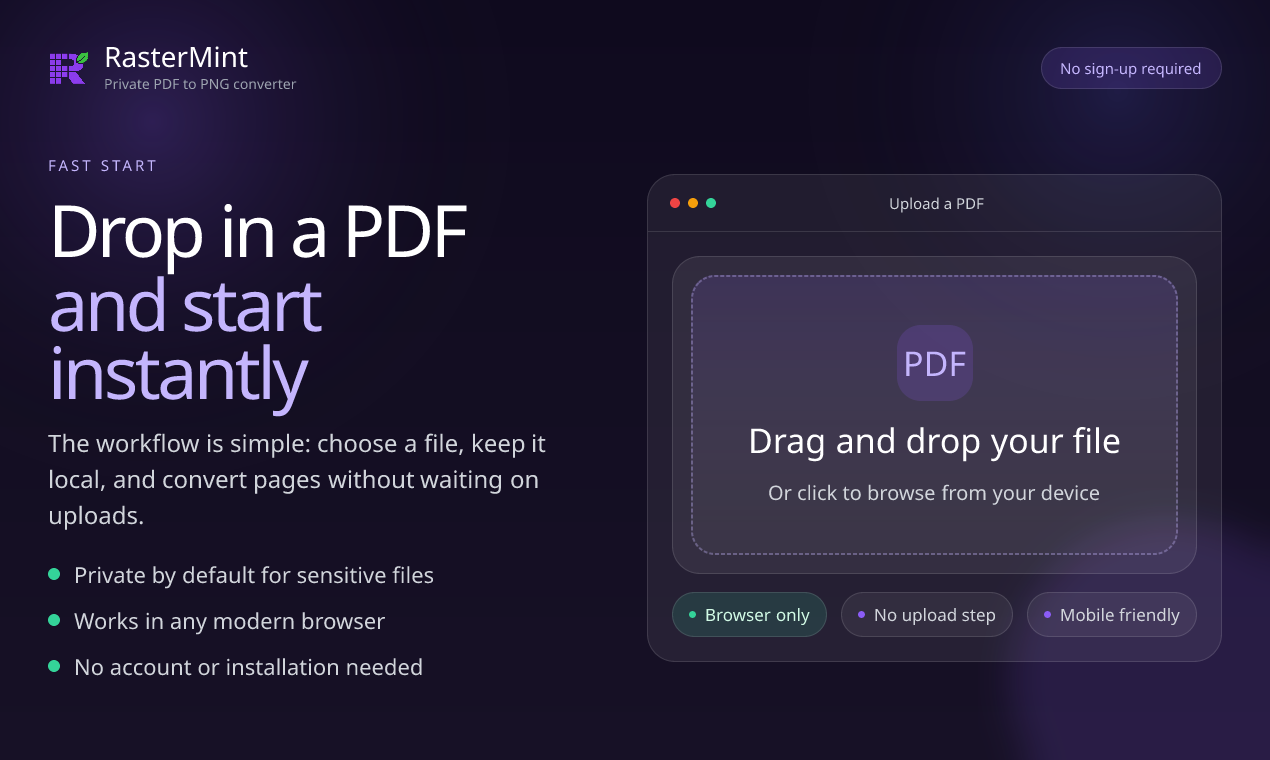 RasterMint — Private PDF to PNG gallery image