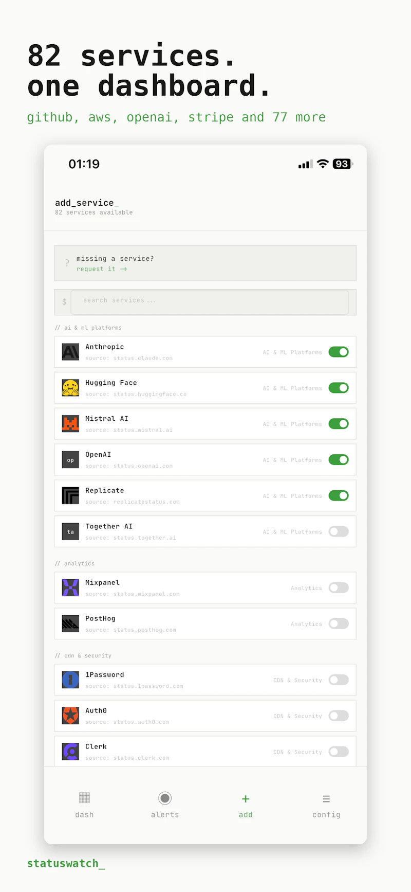 statuswatch — monitor your stack screenshot 4