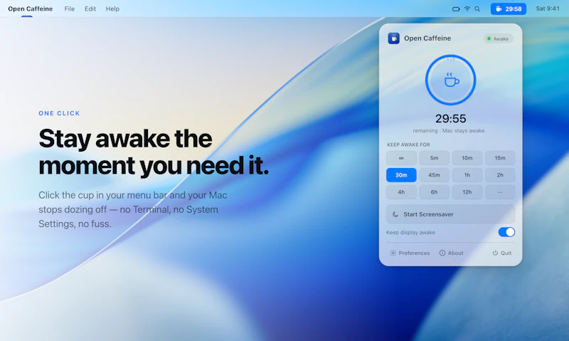 Open Caffeine screenshot 2
