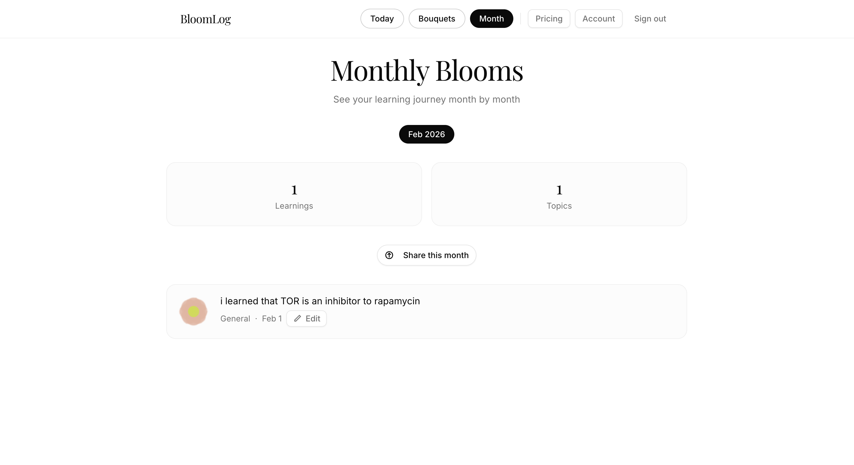 BloomLog - Screenshot 3 showing product features and functionality