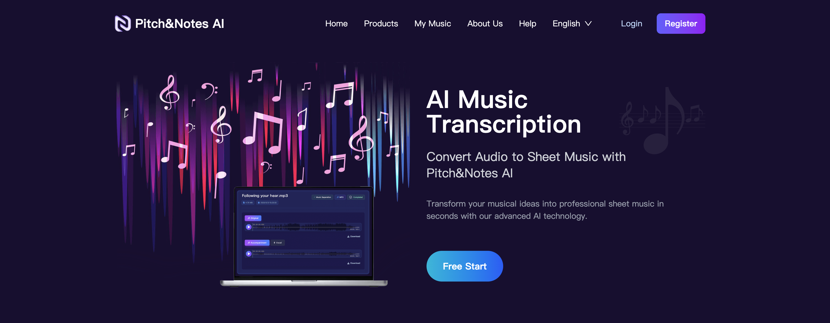 Média Pitchnotes.ai - Transformez les mélodies en partitions avec l'IA 1