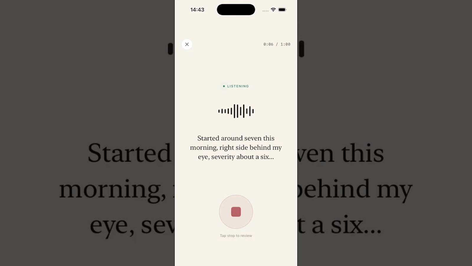 SereneHead: Voice-first migraine tracker screenshot 1 (video preview)