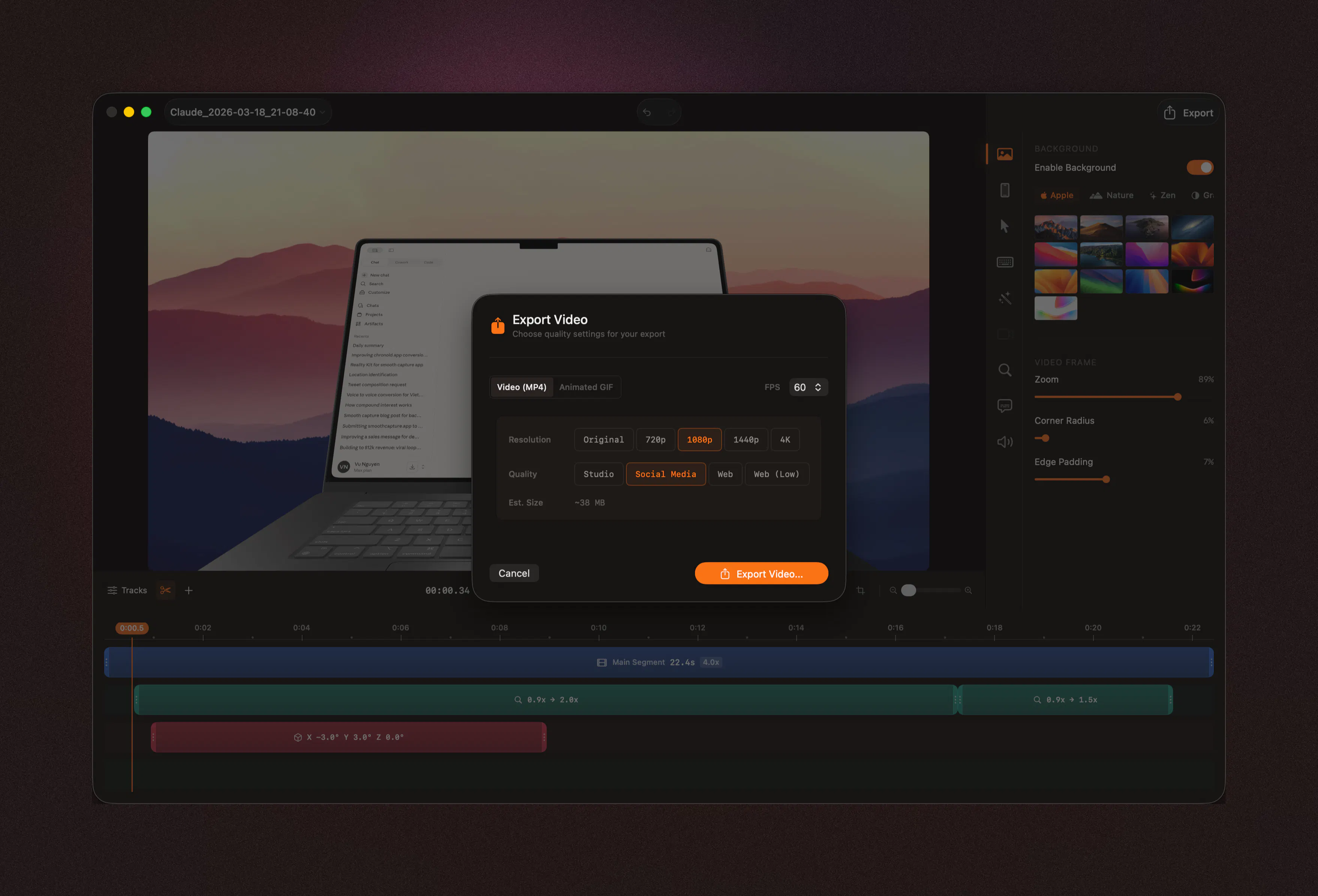 Smooth Capture: 3D device frame screen recording for macOS | Product Hunt