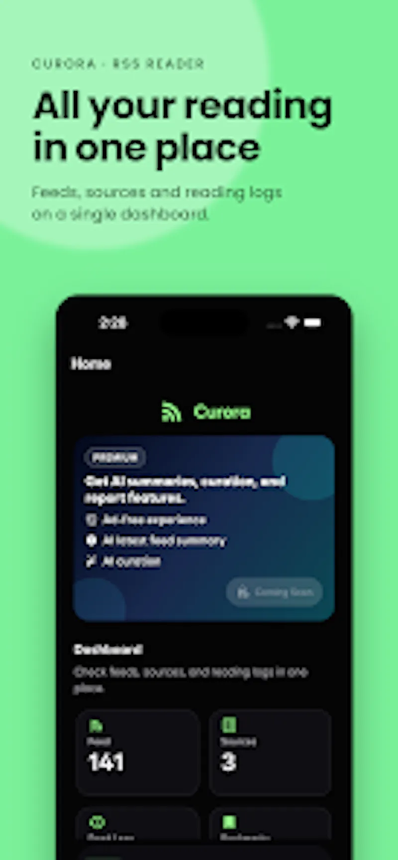 Curora: AI RSS Feed Reader screenshot 1