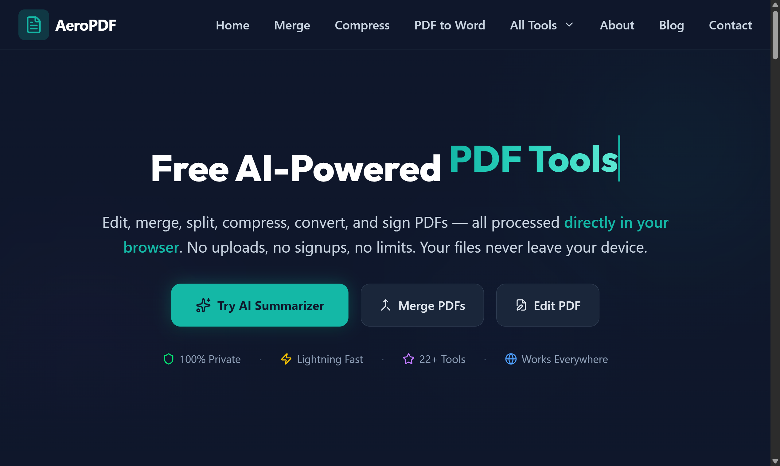 AeroPDF - Main product screenshot demonstrating key features and user interface