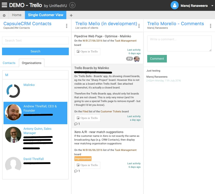 Latest Hack - CapsuleCRM with Trello (Pipedrive, SugarCRM, Salesforce or any CRM on the way)