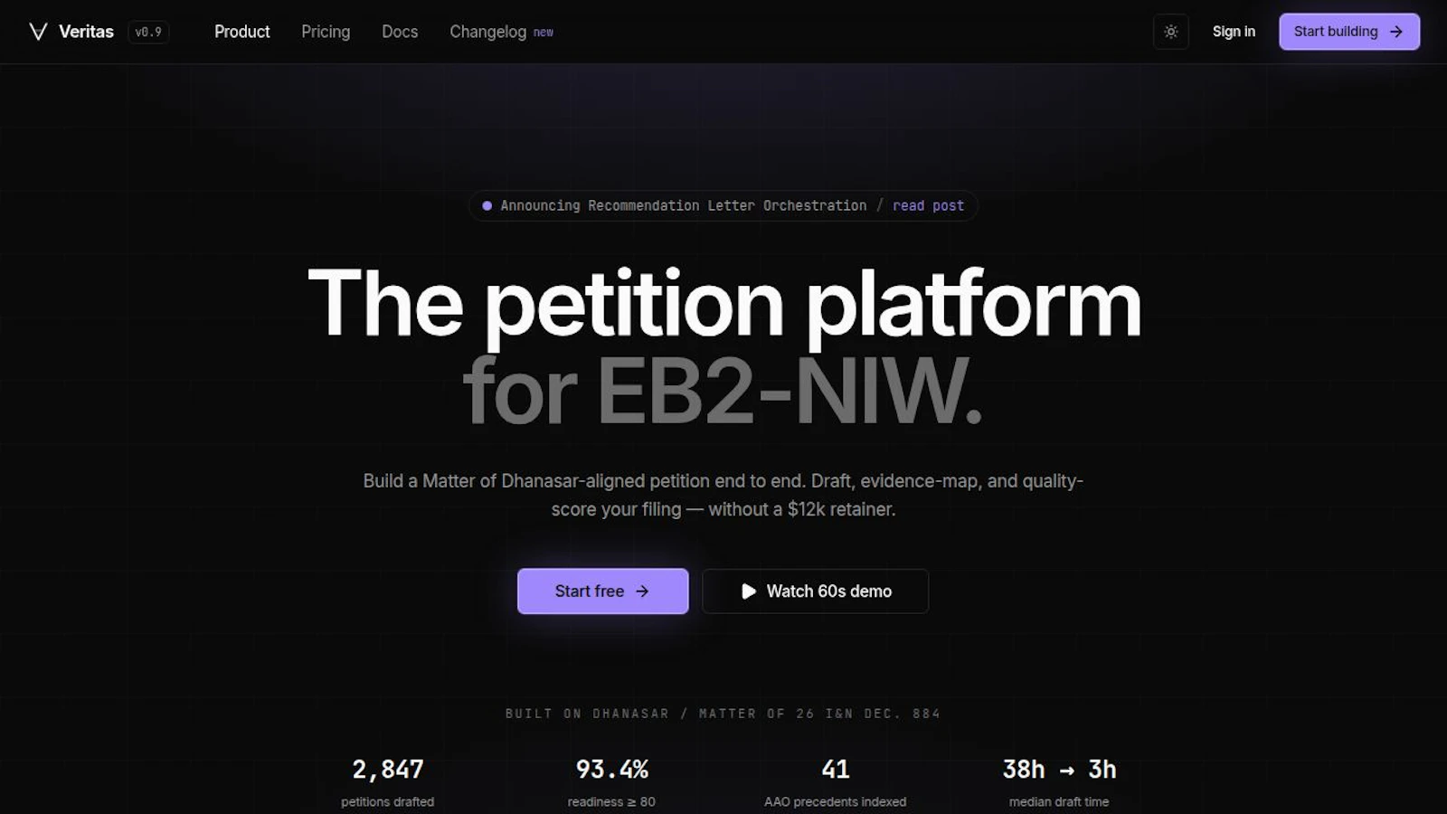 Veritas NIW — EB2 screenshot 1