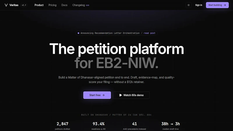 Veritas NIW — EB2 screenshot 1