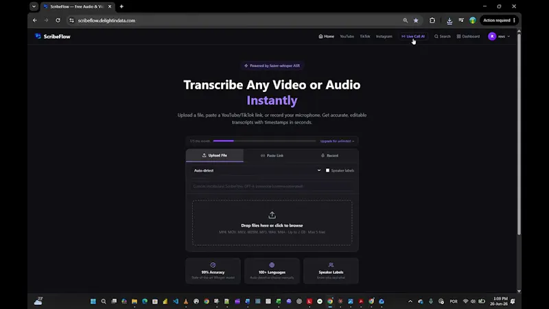 ScribeFlow screenshot 1 (video preview)