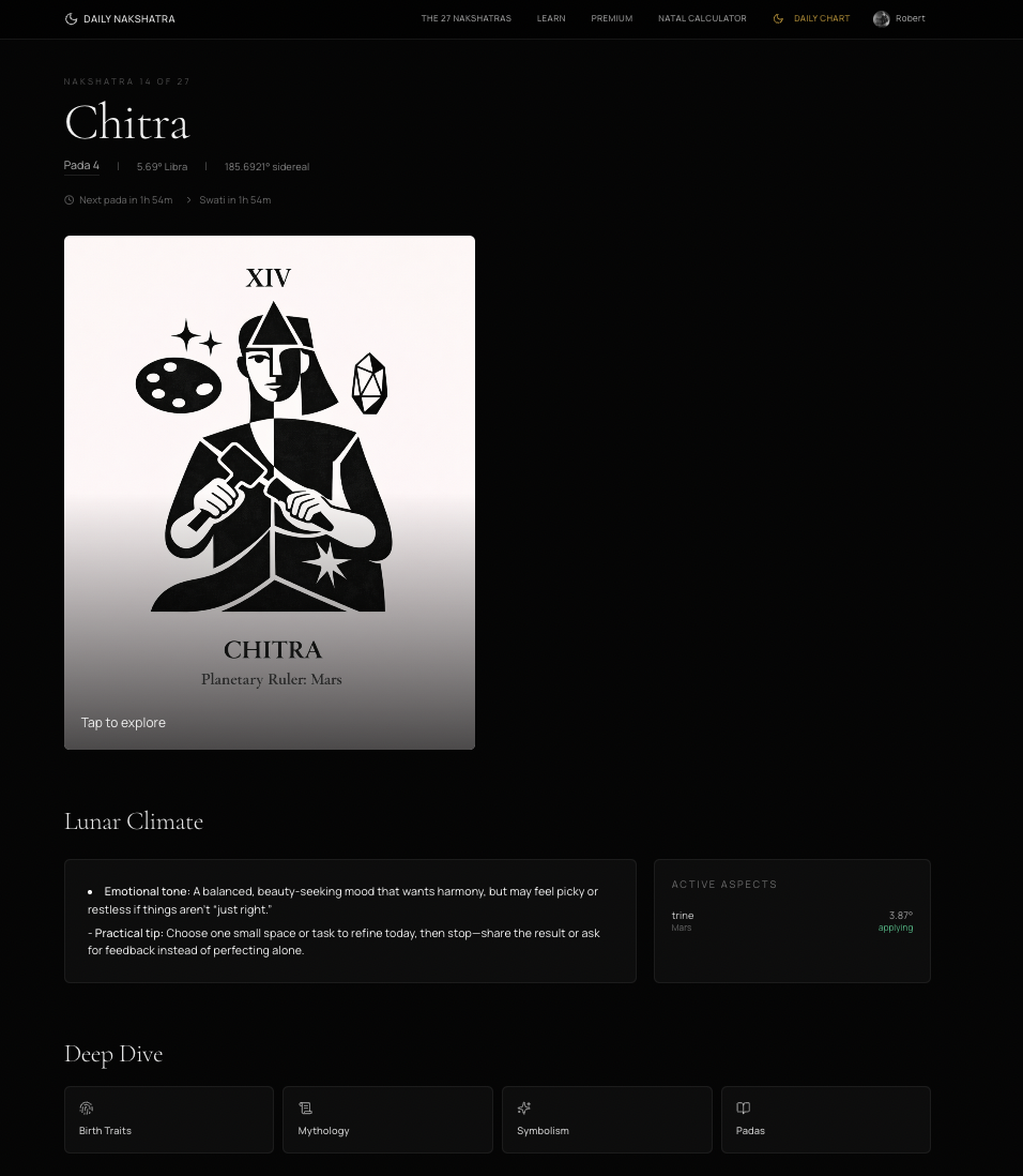 Daily Nakshatra - Screenshot 2 showing product features and functionality