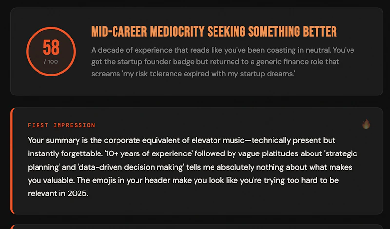 Resume Roaster screenshot 2