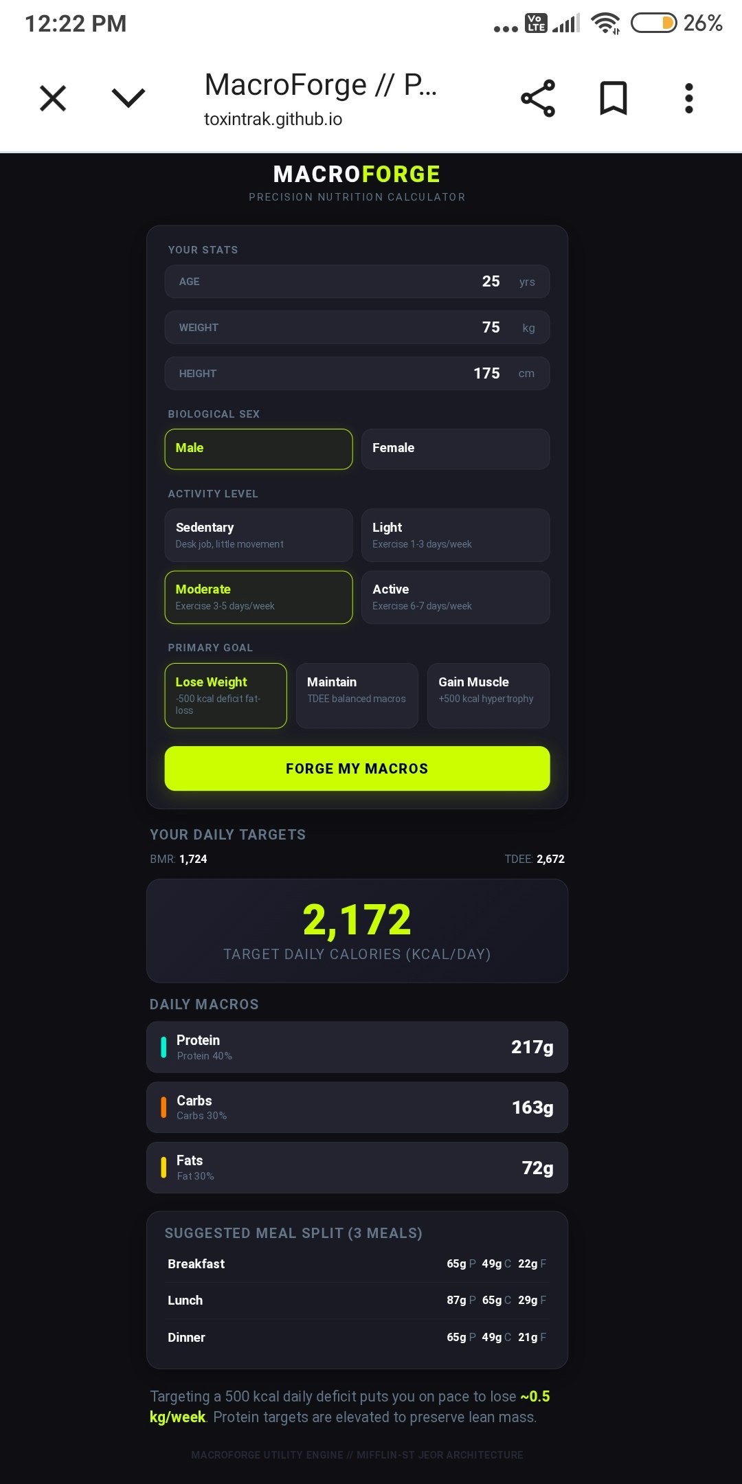 MacroForge // Precision Nutrition Engine