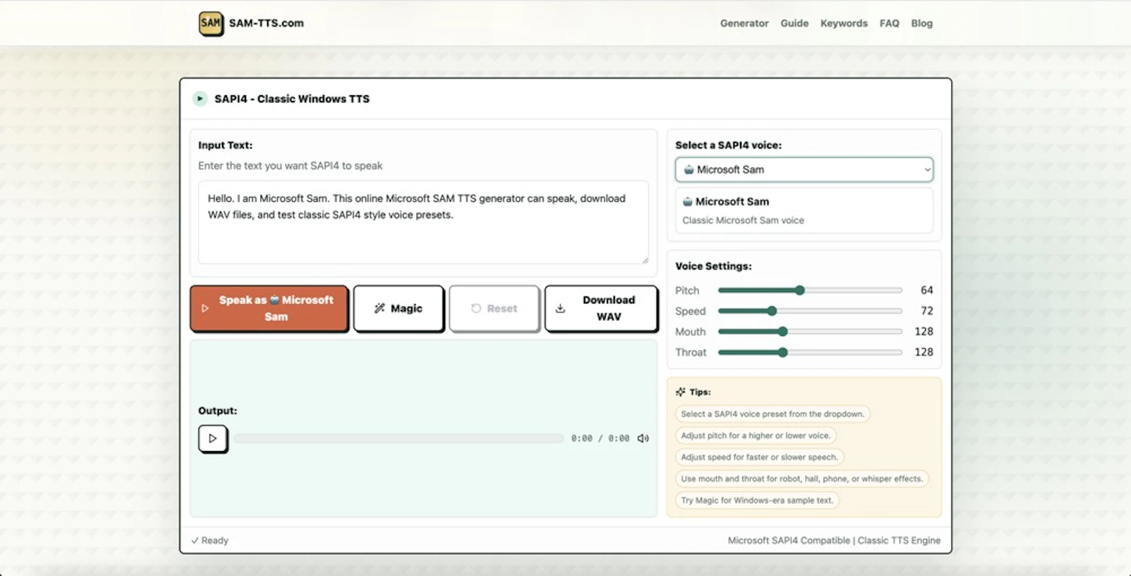 SAM TTS screenshot 2