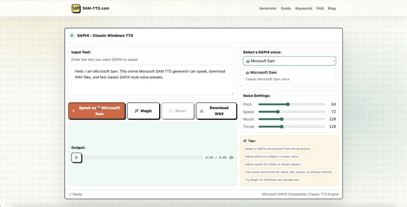 SAM TTS screenshot 2