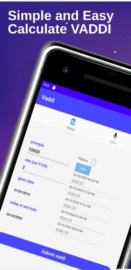 Vaddi - interest calculator gallery image