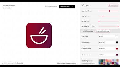 Interface de Logo Maker avec divers outils de conception et options