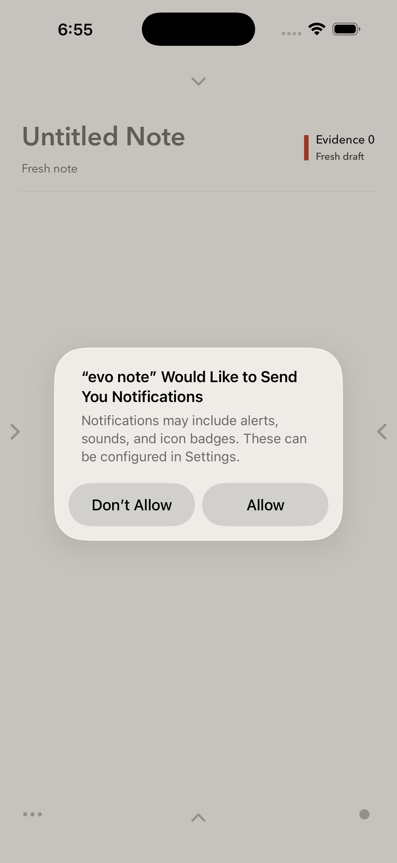 evo note gallery image