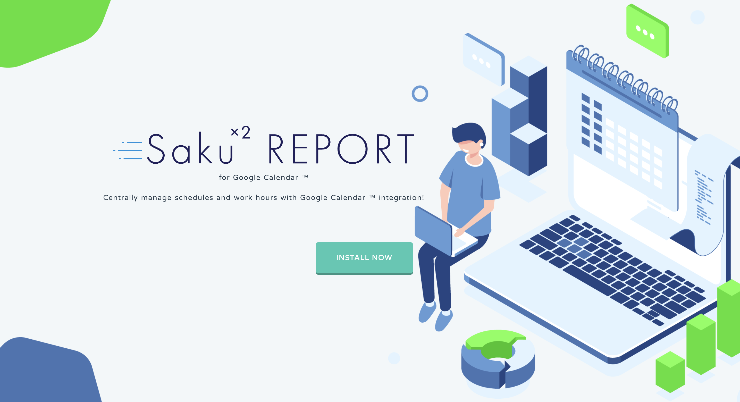 Отчет Saku × 2 для Google Calendar ™ - Управляйте расписаниями и рабочими часами с Google Calendar ™. медиа 2