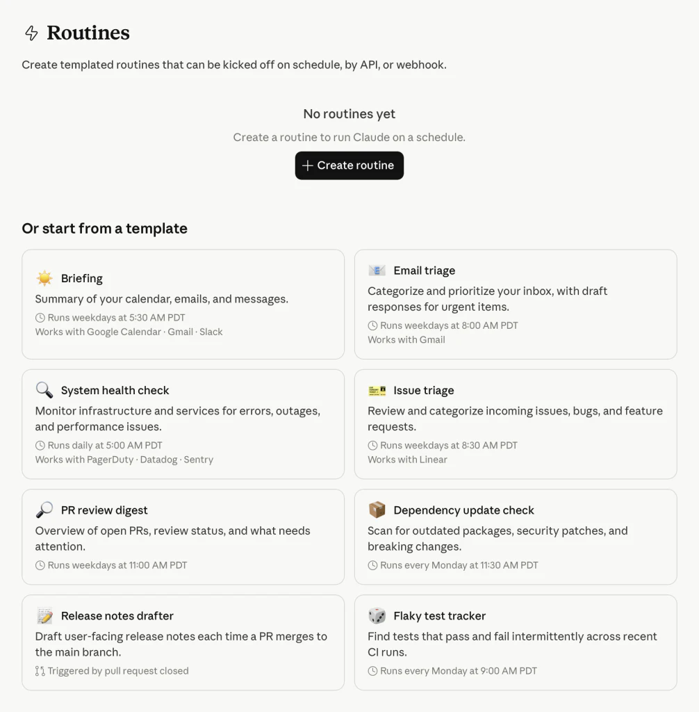 Claude Code Routines screenshot 2