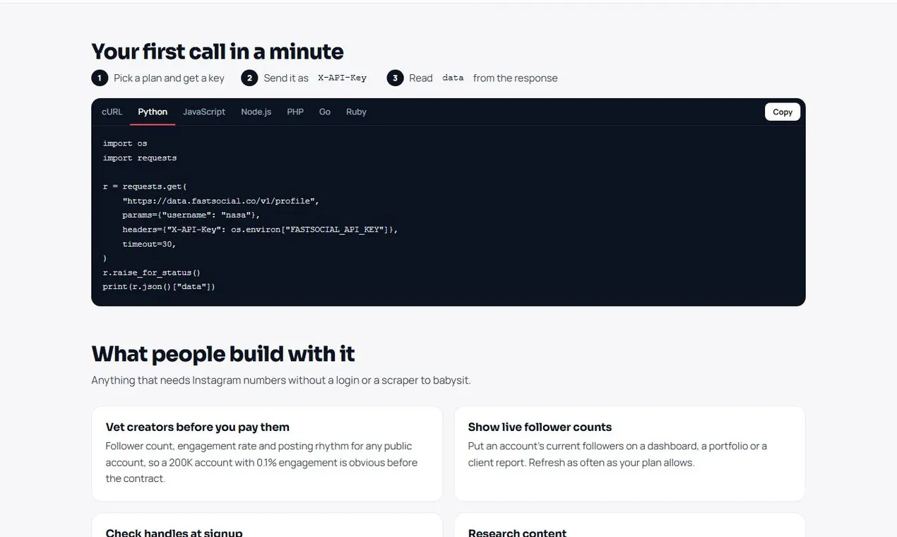 FastSocial Instagram Data API gallery image