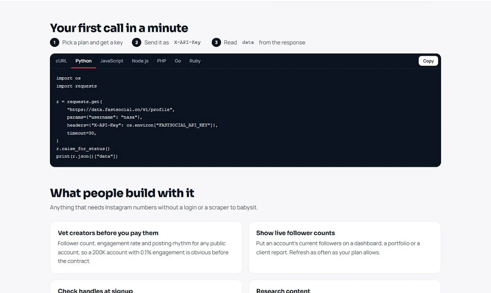 FastSocial Instagram Data API screenshot 1