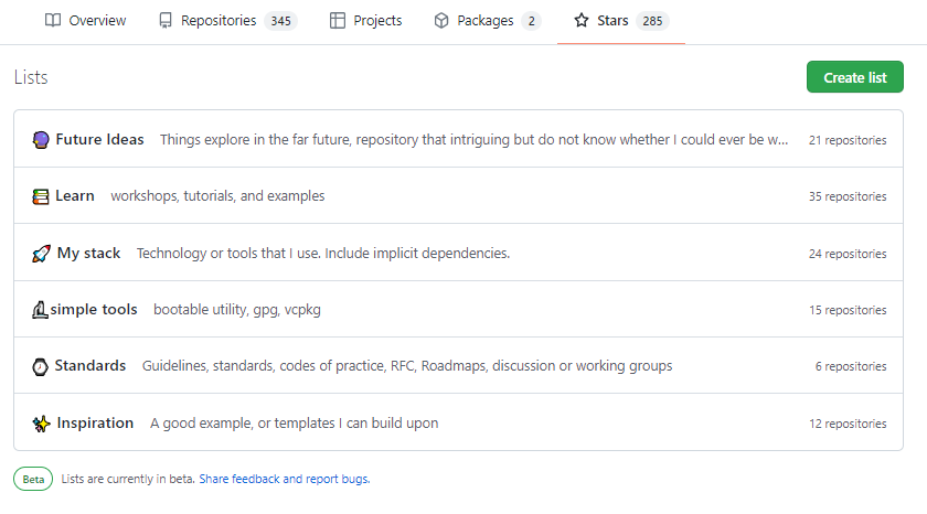 GitHub Stars Lists gallery image