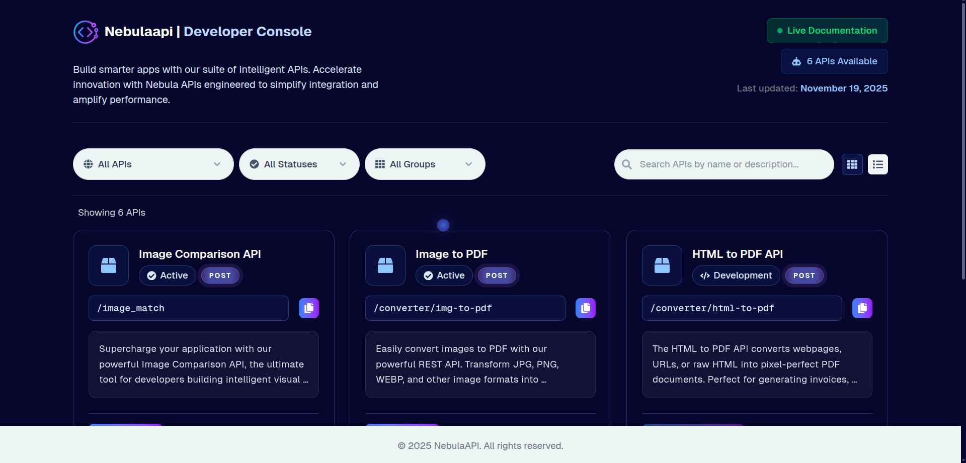 NebulaAPI - Screenshot 2 showing product features and functionality