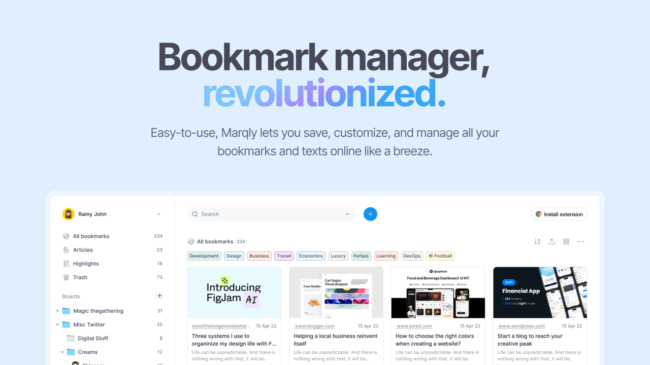 startuptile Marqly 3.0-Bookmark manager revolutionized.