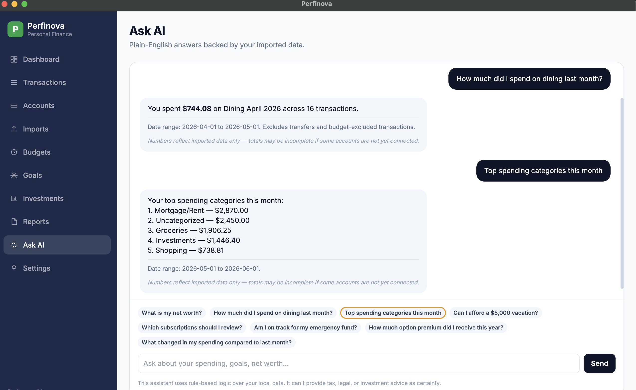 Perfinova: Personal Finance for Mac gallery image