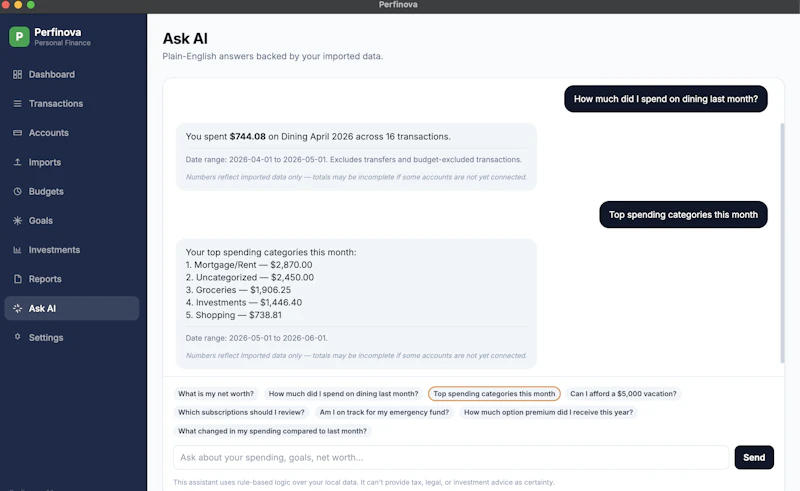 Perfinova: Personal Finance for Mac screenshot 3