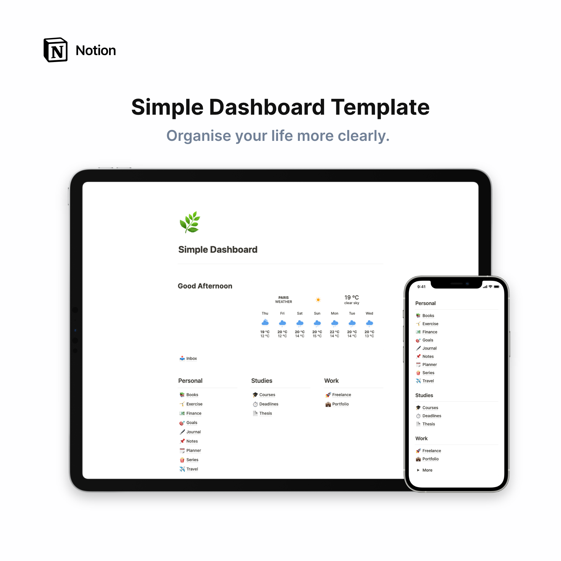 Notion Simple Dashboard Template