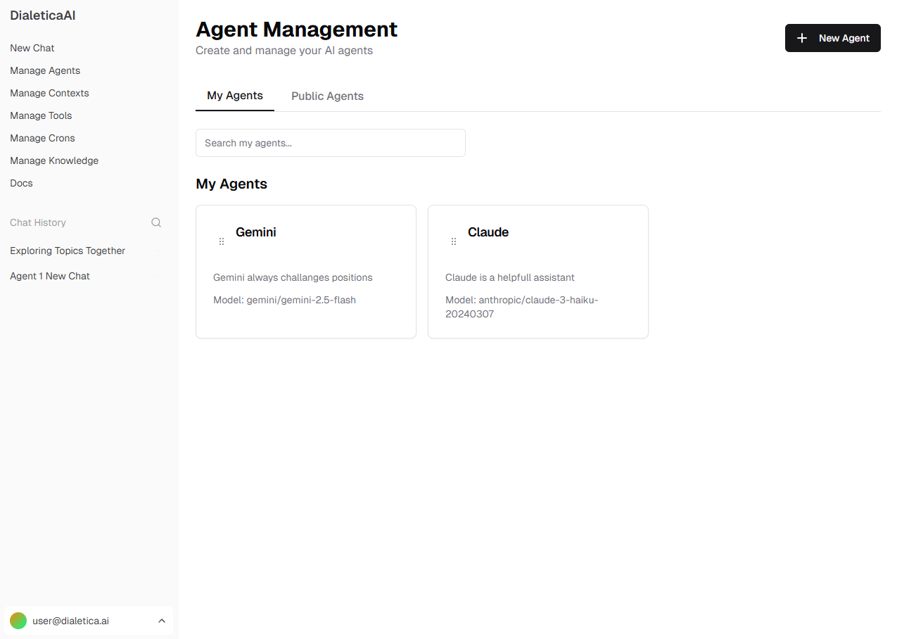Dialetica AI - Main product screenshot demonstrating key features and user interface