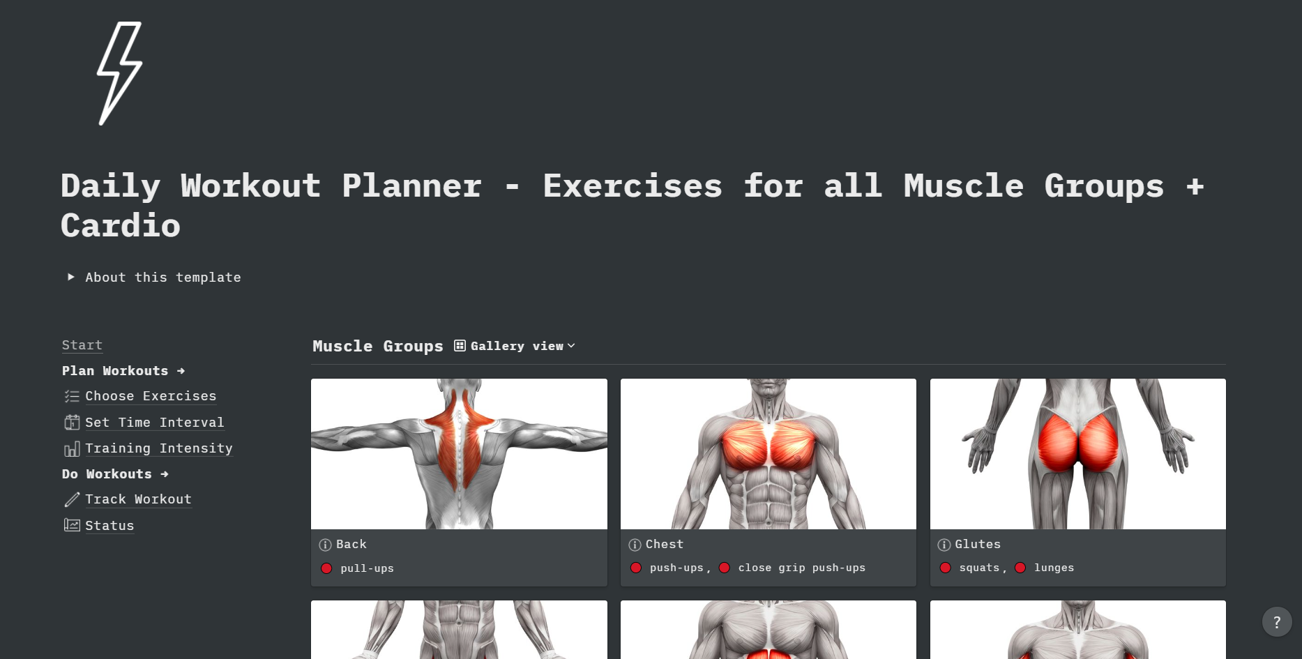 Daily Workout Planner in Notion