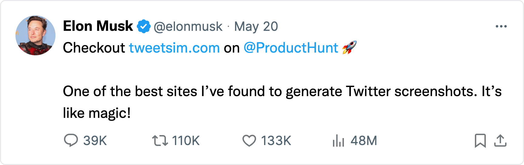 Tweetsim - 数秒で現実的な偽のツイートとスクリーンショットを作成してください!メディア2