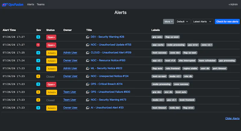 OpsFusion screenshot 2