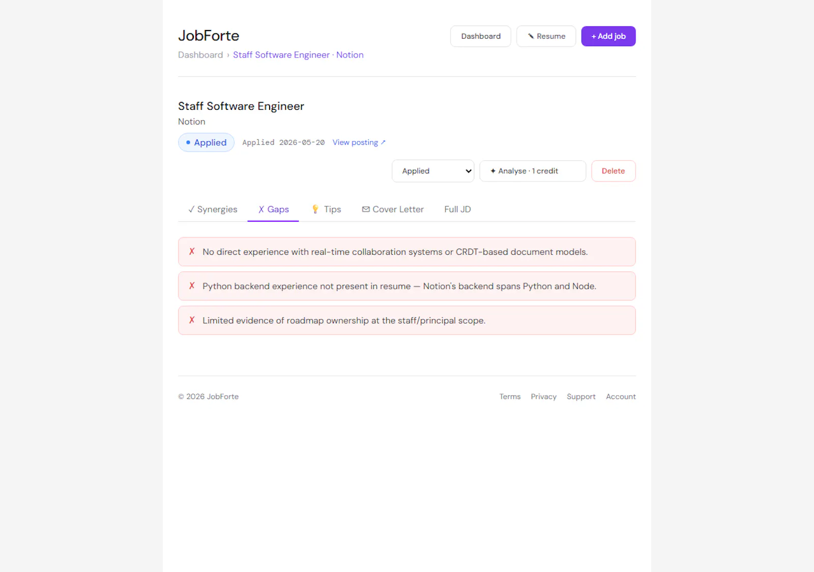 AI resume fit + tracking, free to start screenshot 5