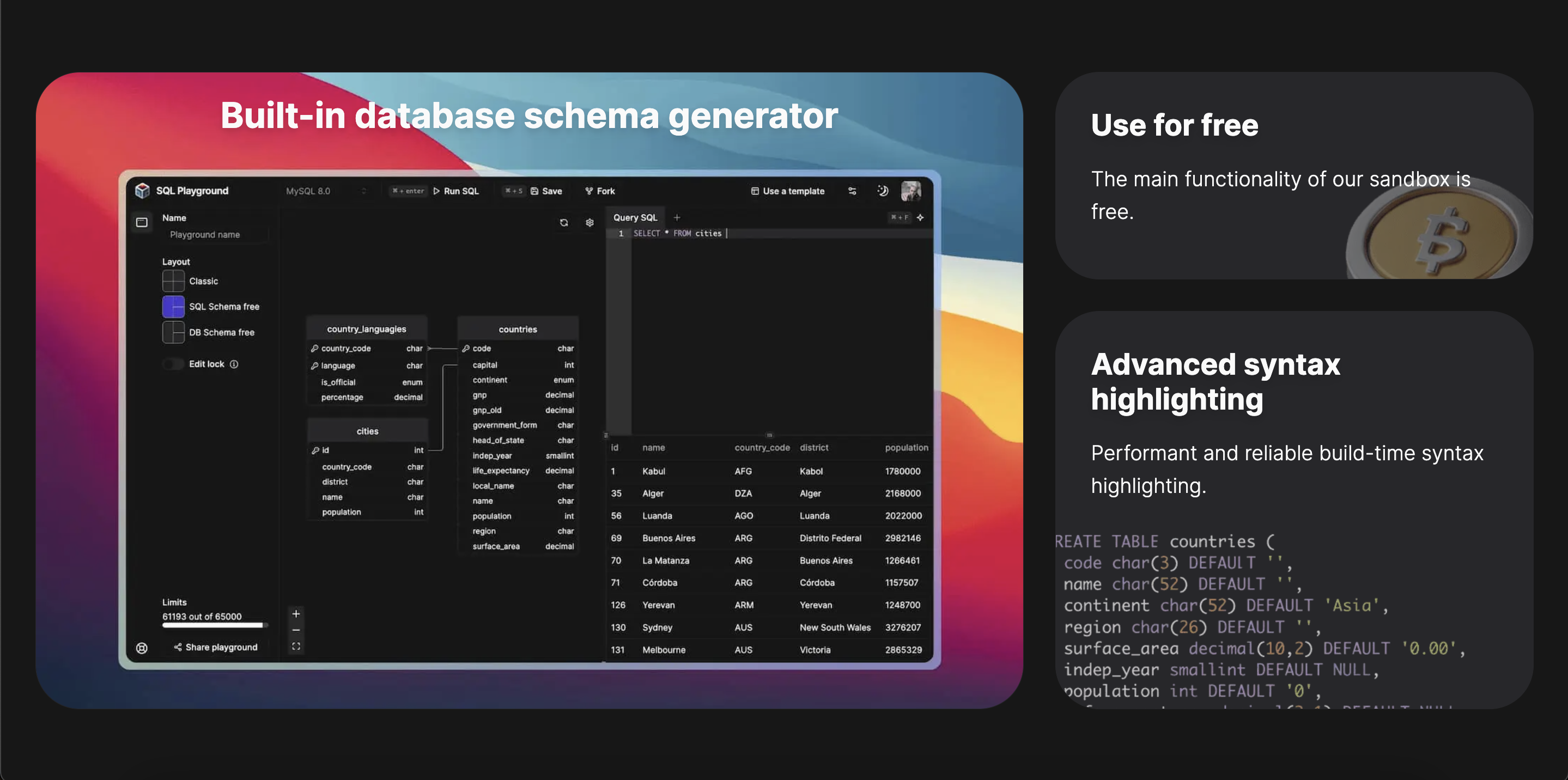 Parque infantil - Poderoso sandbox sql en línea media 1