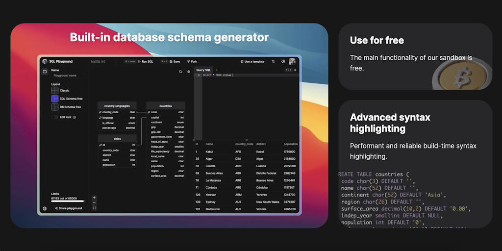 SQL Playground: Powerful online SQL sandbox | Product Hunt