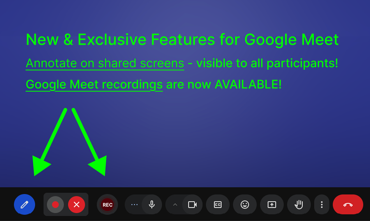 Media Anotate dan rekod untuk Google Meet - Skrin Berkongsi Annotate dapat dilihat untuk semua dan merakam mesyuarat 3