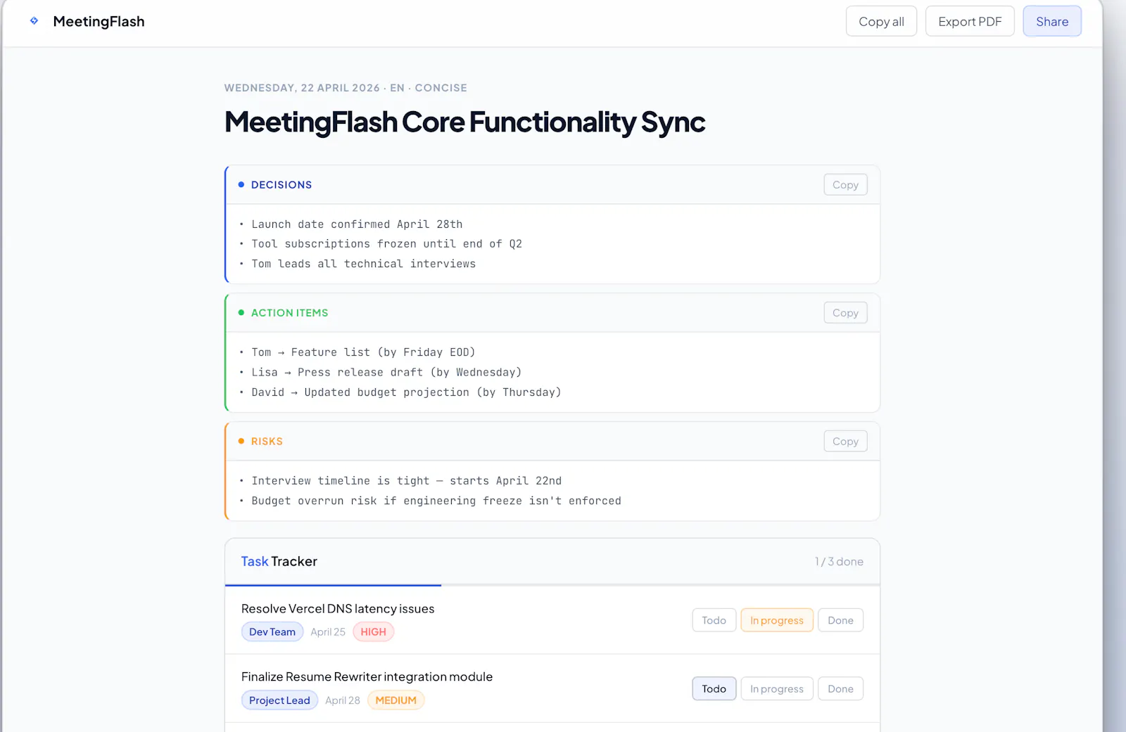 MeetingFlash screenshot 2